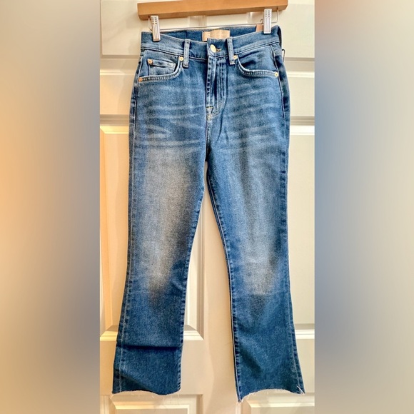 7 for all Mankind NWT SZ 25 Luxe Vintage High Waist Slim Kick Blue Jean - Picture 9 of 10